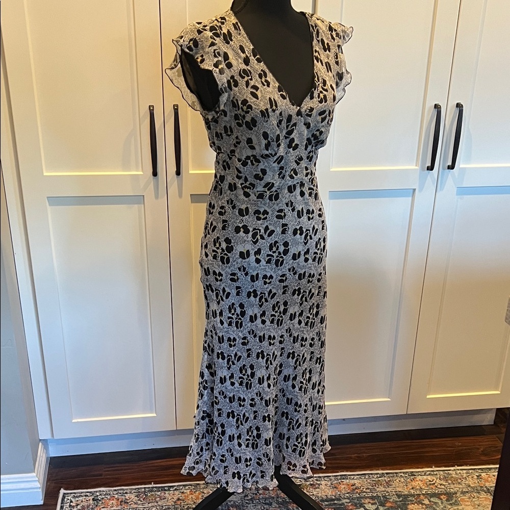 Sunny Leigh 100% SILK Black Midi Size 8 - Picture 7 of 9